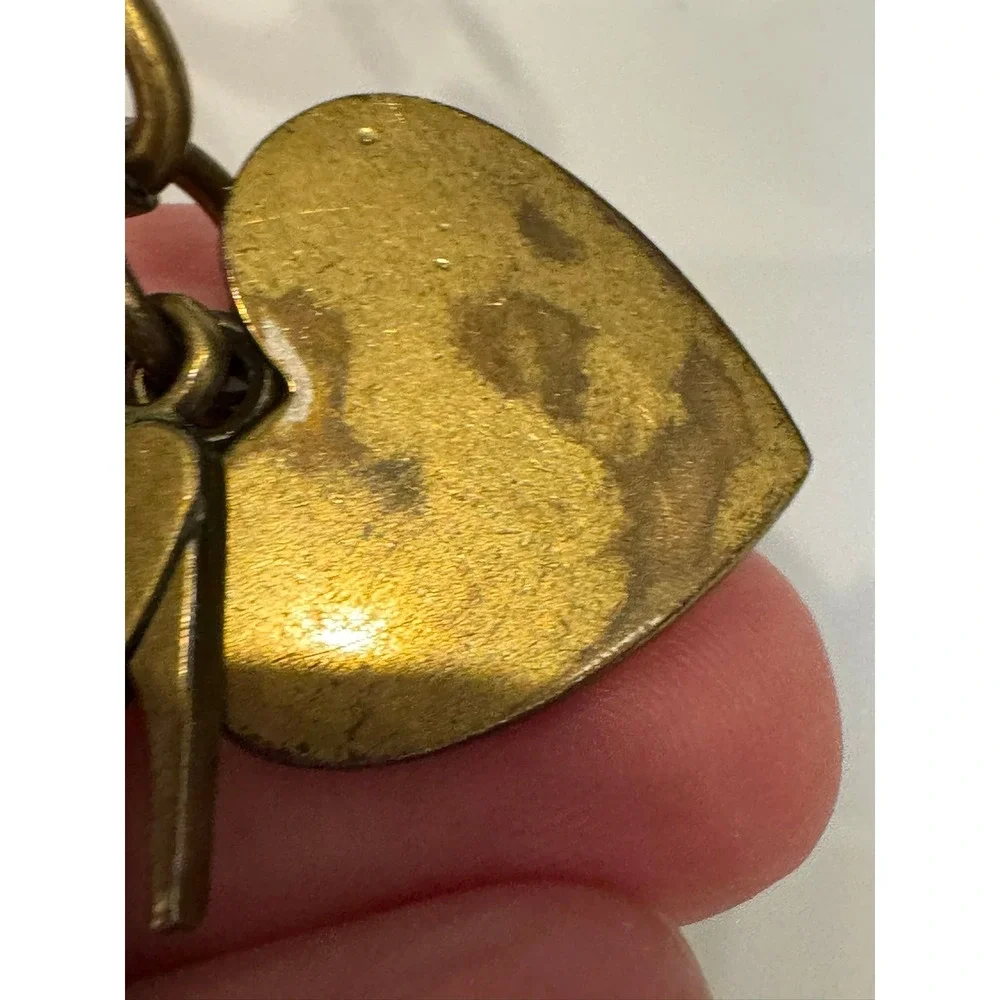 Nine West Brass Keychain Heart High Heel Handbag Charms Vintage Style 4 Inch